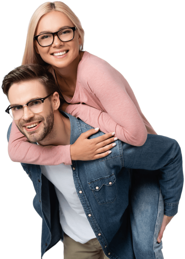 woman and man wearing glasses
